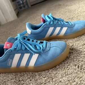 Adidas Sky Blue and White Trainers